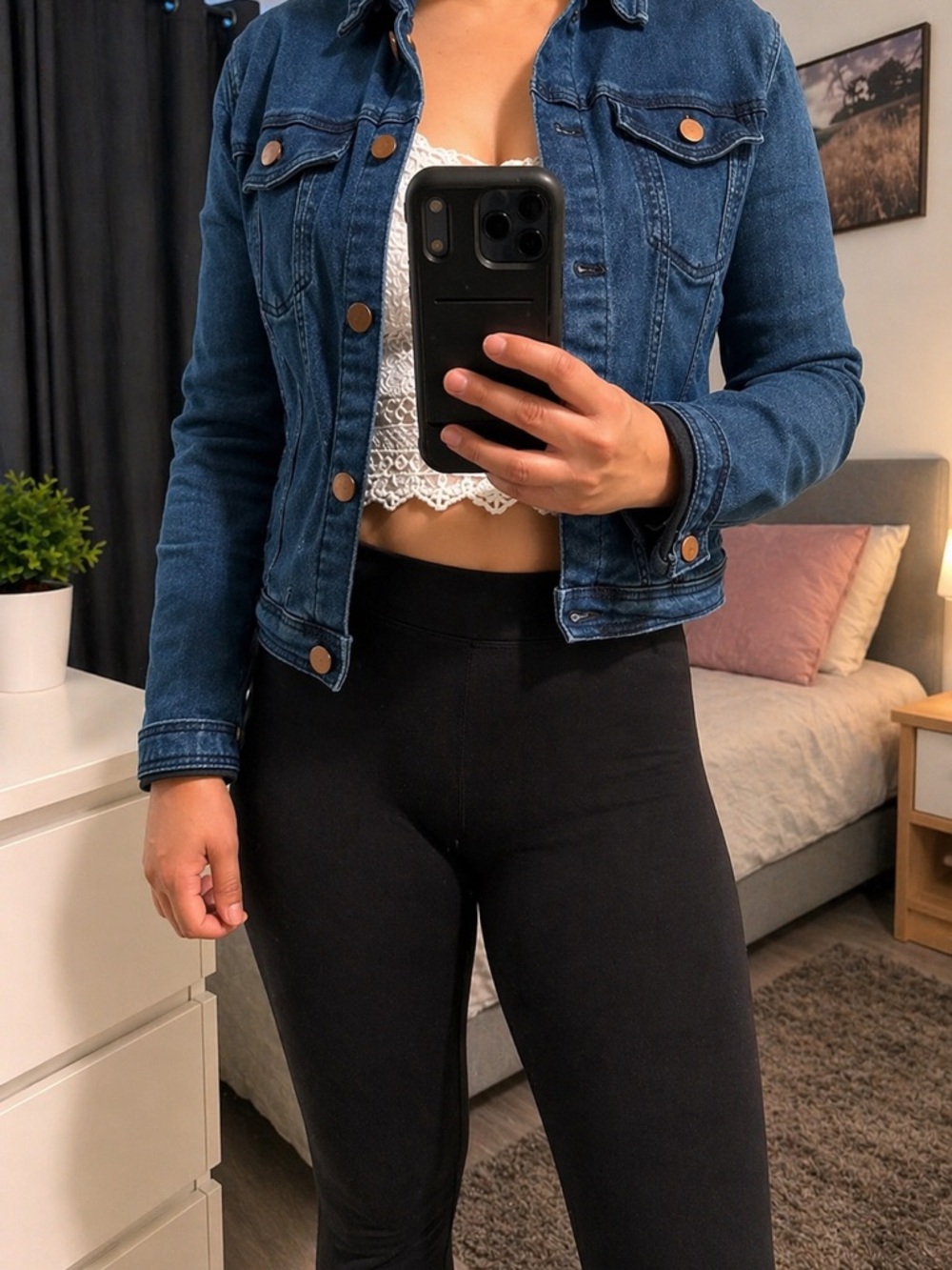 Cropped Fitted Blue Denim Jacket Petite Friendly US 10